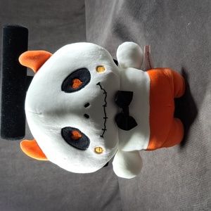 Miniso Life Horned Ghost Squishy White Orange Black Plush Toy VG 11" Halloween